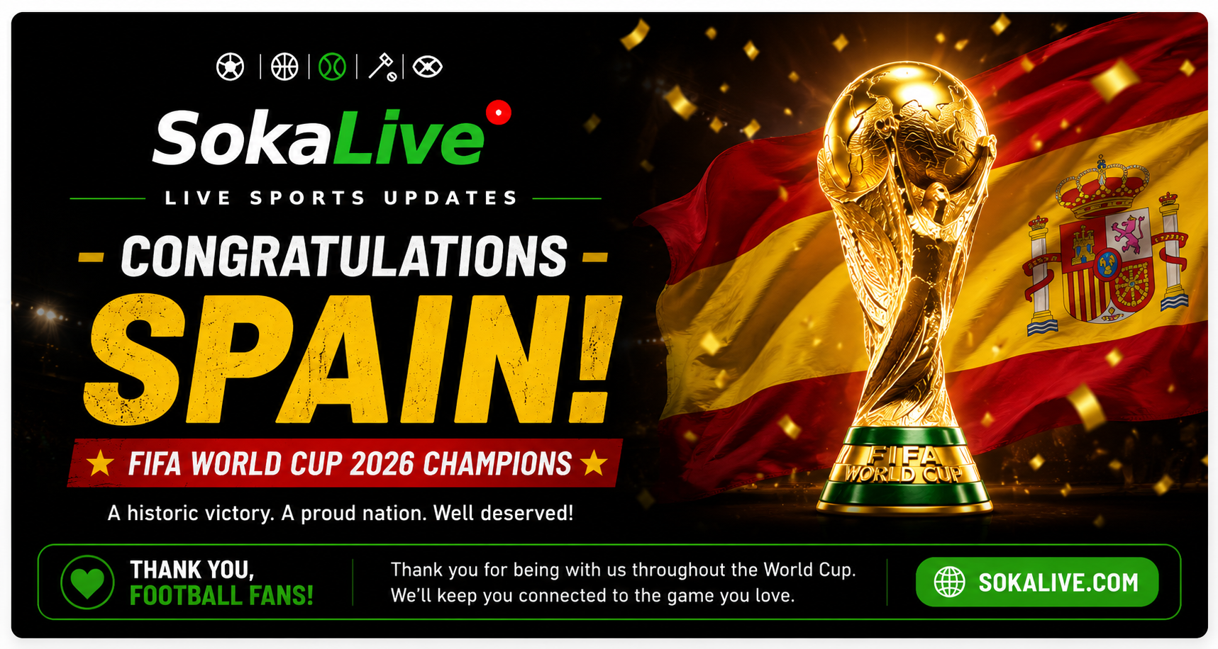 Congratulations Spain, FIFA World Cup 2026 Champions