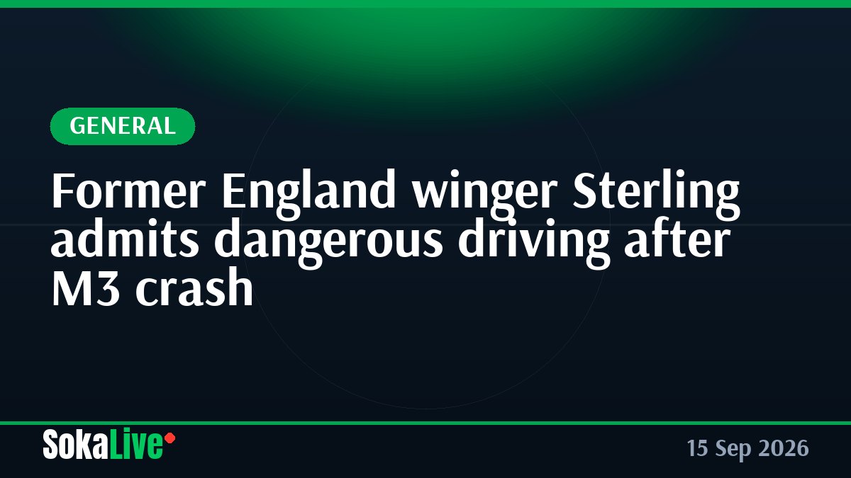 Former England winger Sterling admits dangerous driving after M3 crash