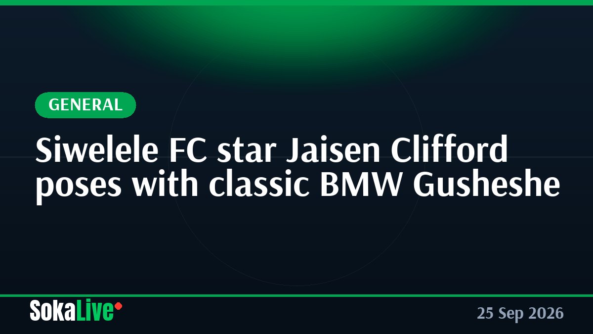 Siwelele FC star Jaisen Clifford poses with classic BMW Gusheshe