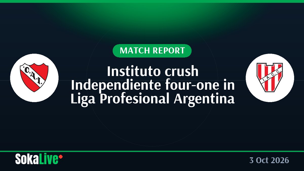 Instituto crush Independiente four-one in Liga Profesional Argentina