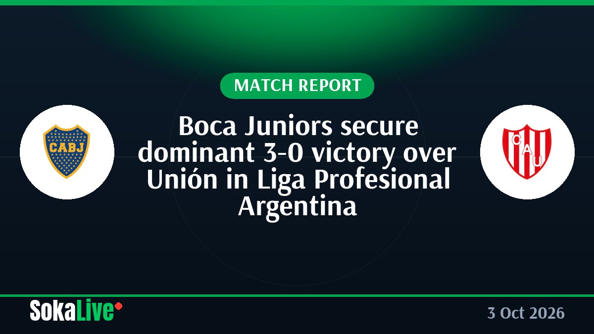 Boca Juniors secure dominant 3-0 victory over Unión in Liga Profesional Argentina