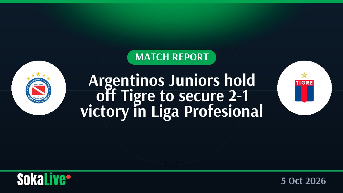 Argentinos Juniors hold off Tigre to secure 2-1 victory in Liga Profesional
