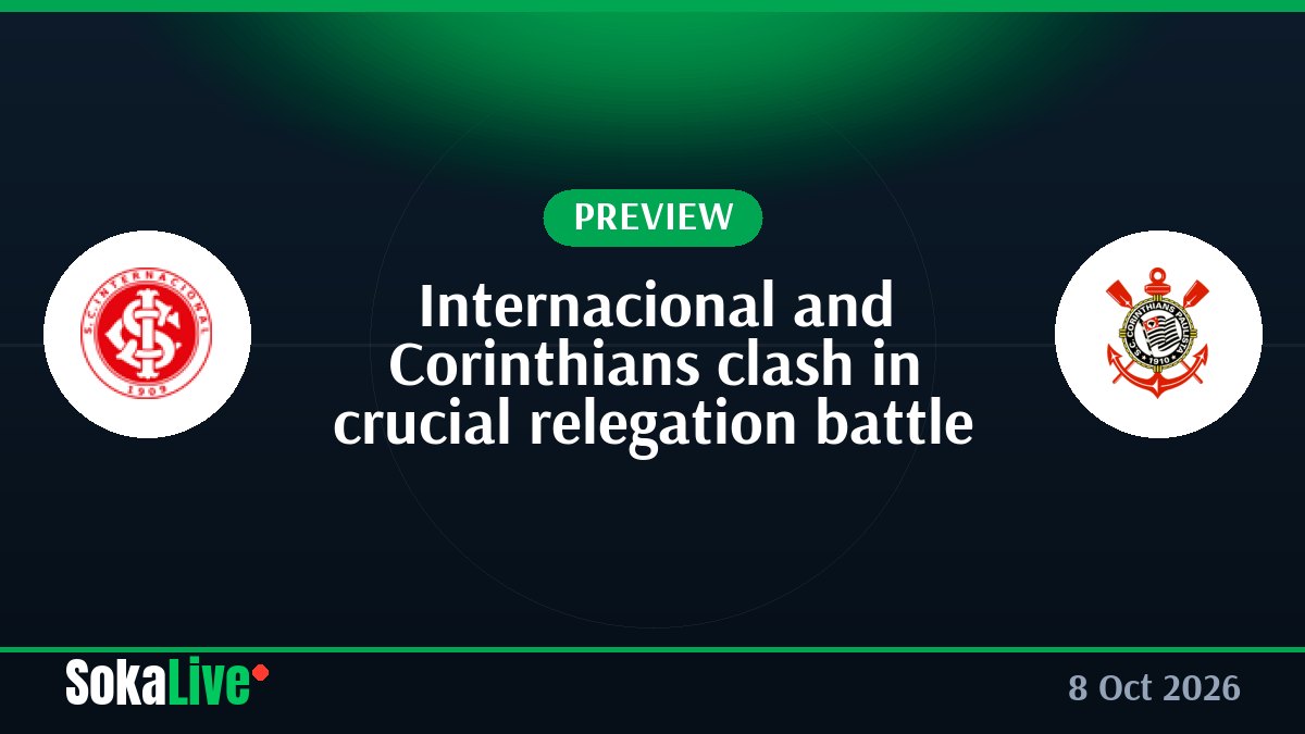 Internacional and Corinthians clash in crucial relegation battle