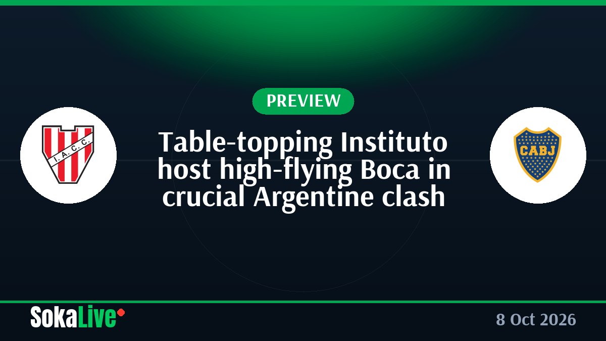 Table-topping Instituto host high-flying Boca in crucial Argentine clash