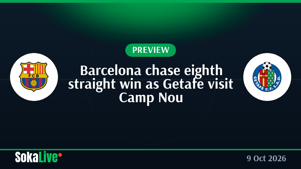 Barcelona chase eighth straight win as Getafe visit Camp Nou