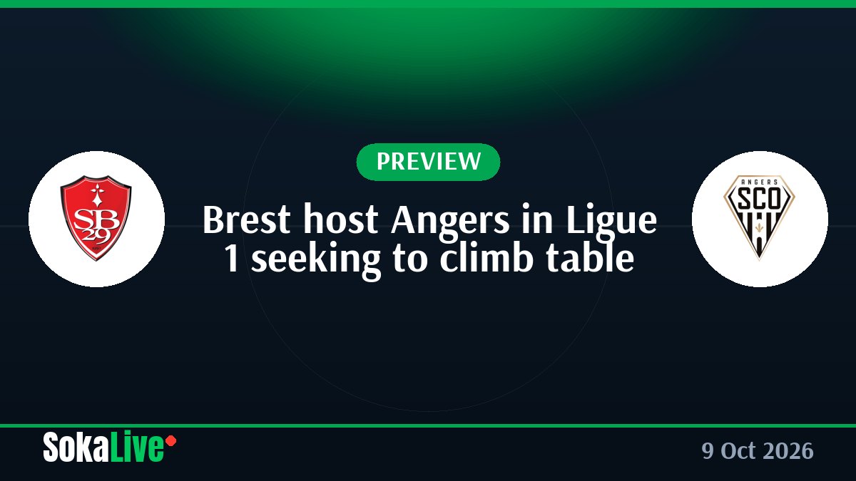 Brest host Angers in Ligue 1 seeking to climb table