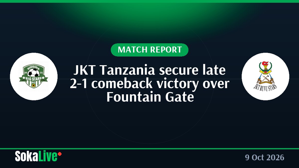JKT Tanzania secure late 2-1 comeback victory over Fountain Gate