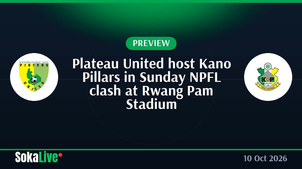 Plateau United host Kano Pillars in Sunday NPFL clash at Rwang Pam Stadium
