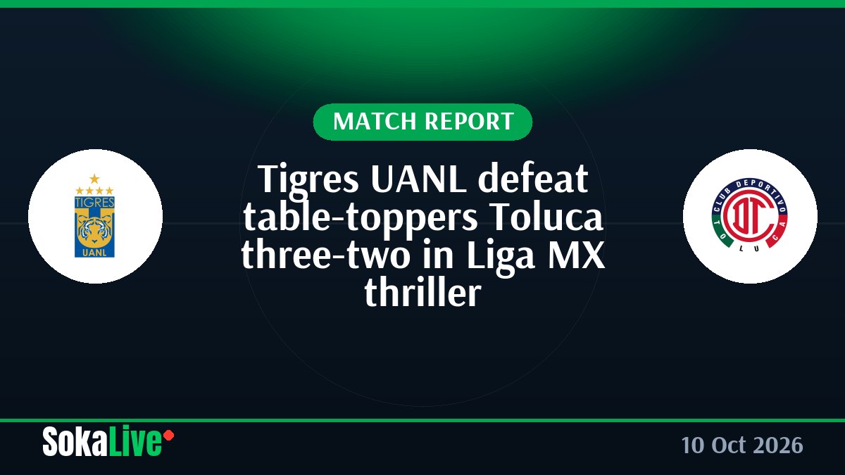 Tigres UANL defeat table-toppers Toluca three-two in Liga MX thriller