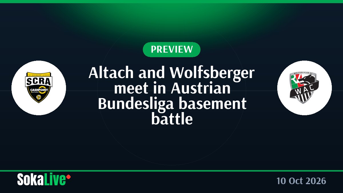 Altach and Wolfsberger meet in Austrian Bundesliga basement battle