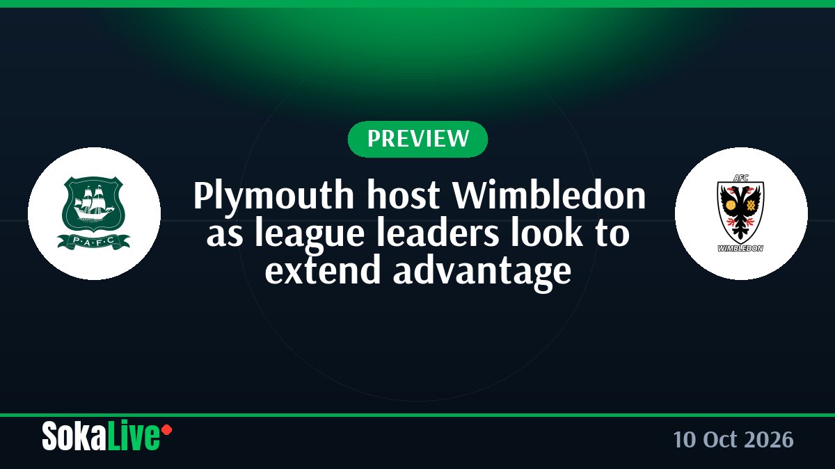 Plymouth host Wimbledon as league leaders look to extend advantage