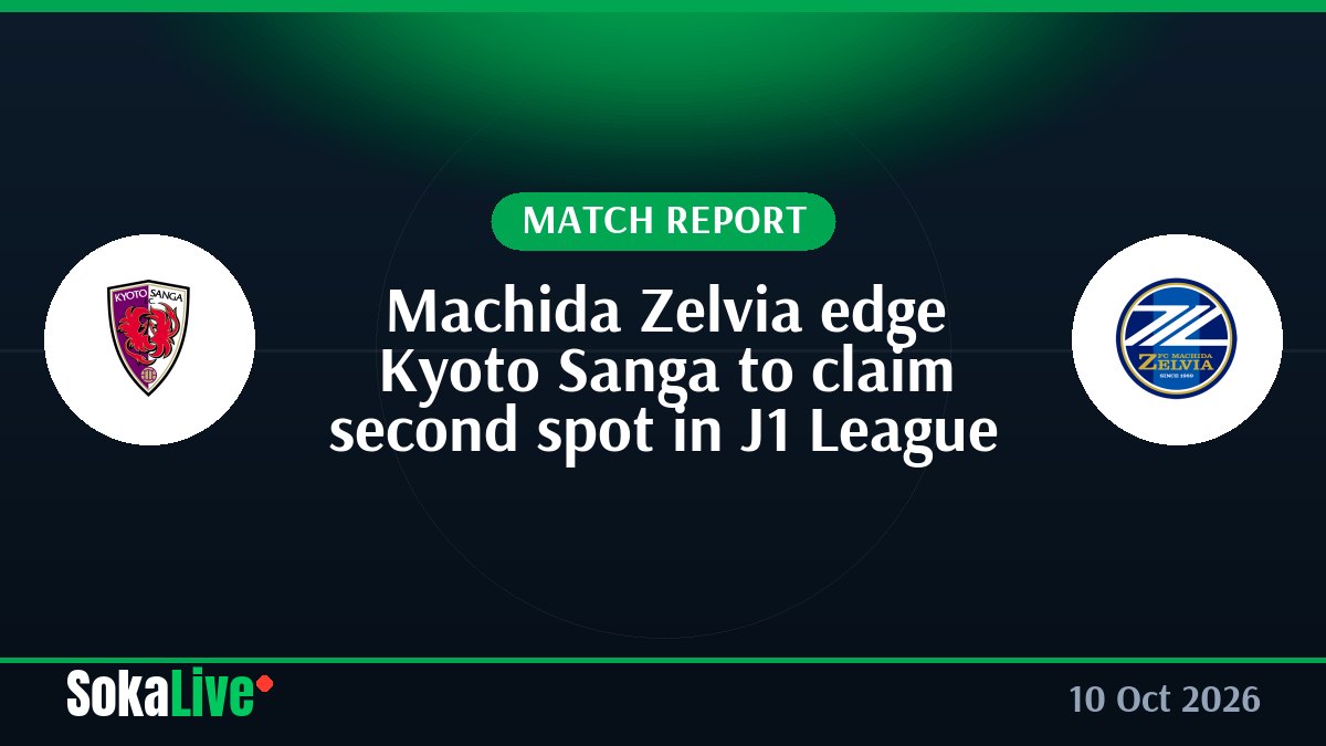 Machida Zelvia edge Kyoto Sanga to claim second spot in J1 League