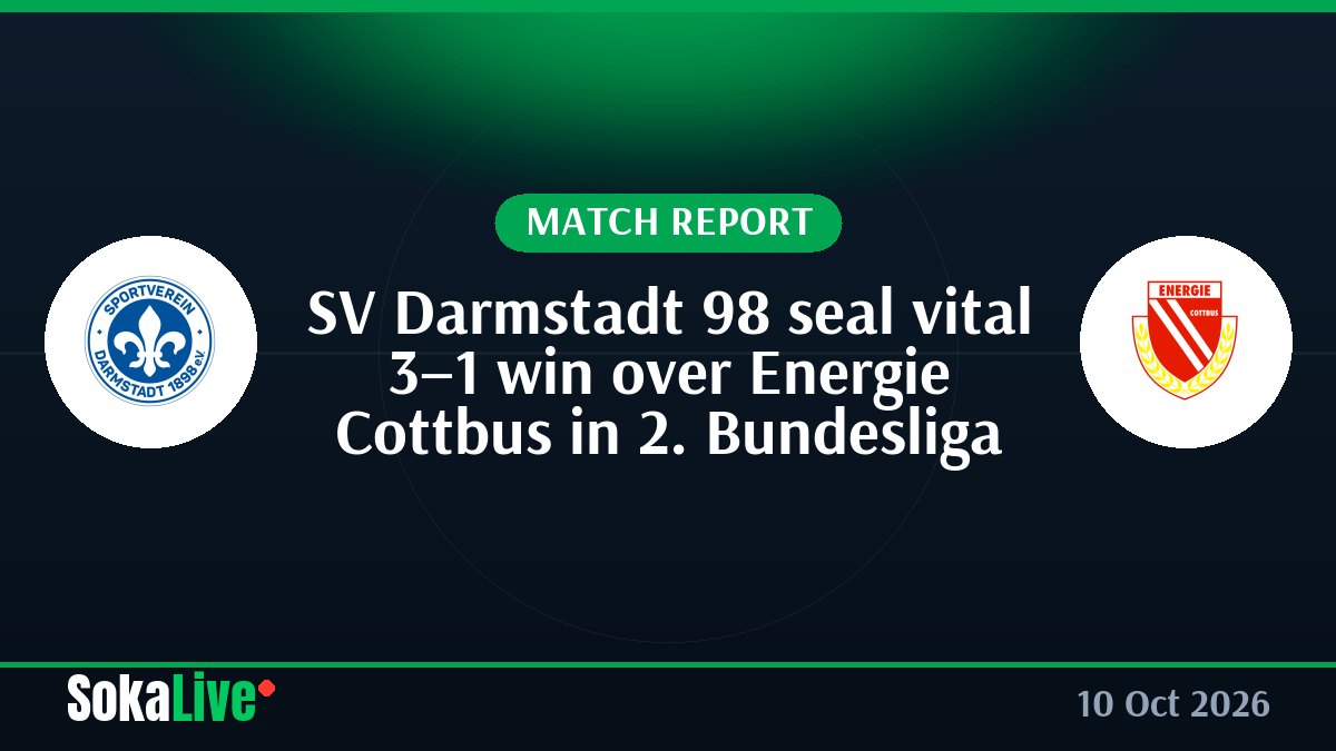 SV Darmstadt 98 seal vital 3–1 win over Energie Cottbus in 2. Bundesliga