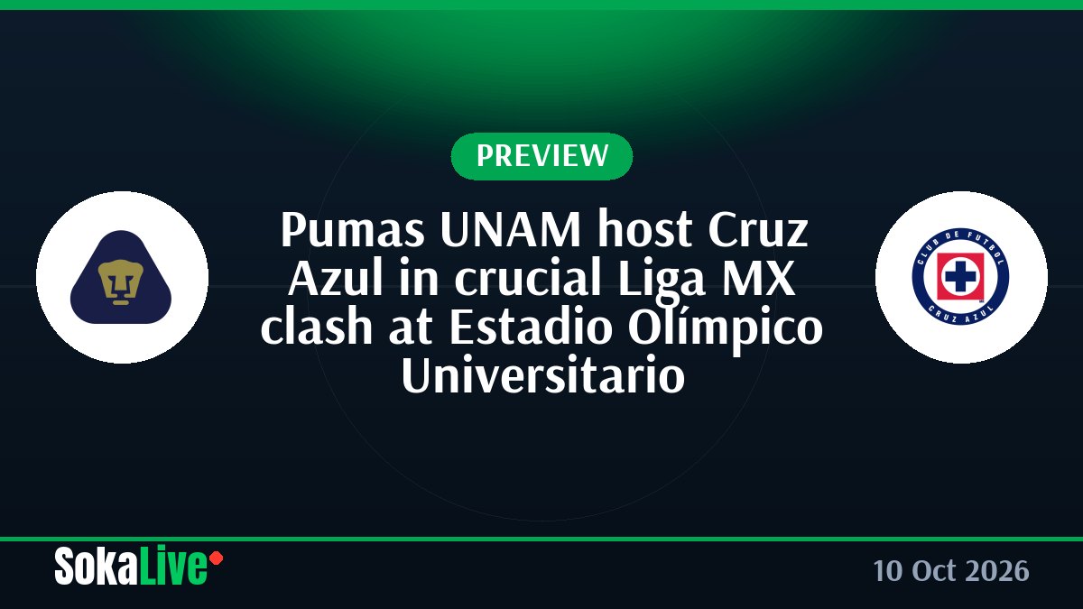 Pumas UNAM host Cruz Azul in crucial Liga MX clash at Estadio Olímpico Universitario