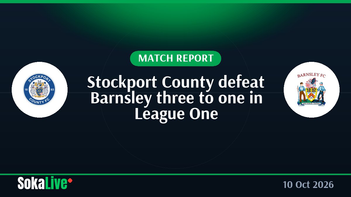 Stockport County defeat Barnsley three to one in League One