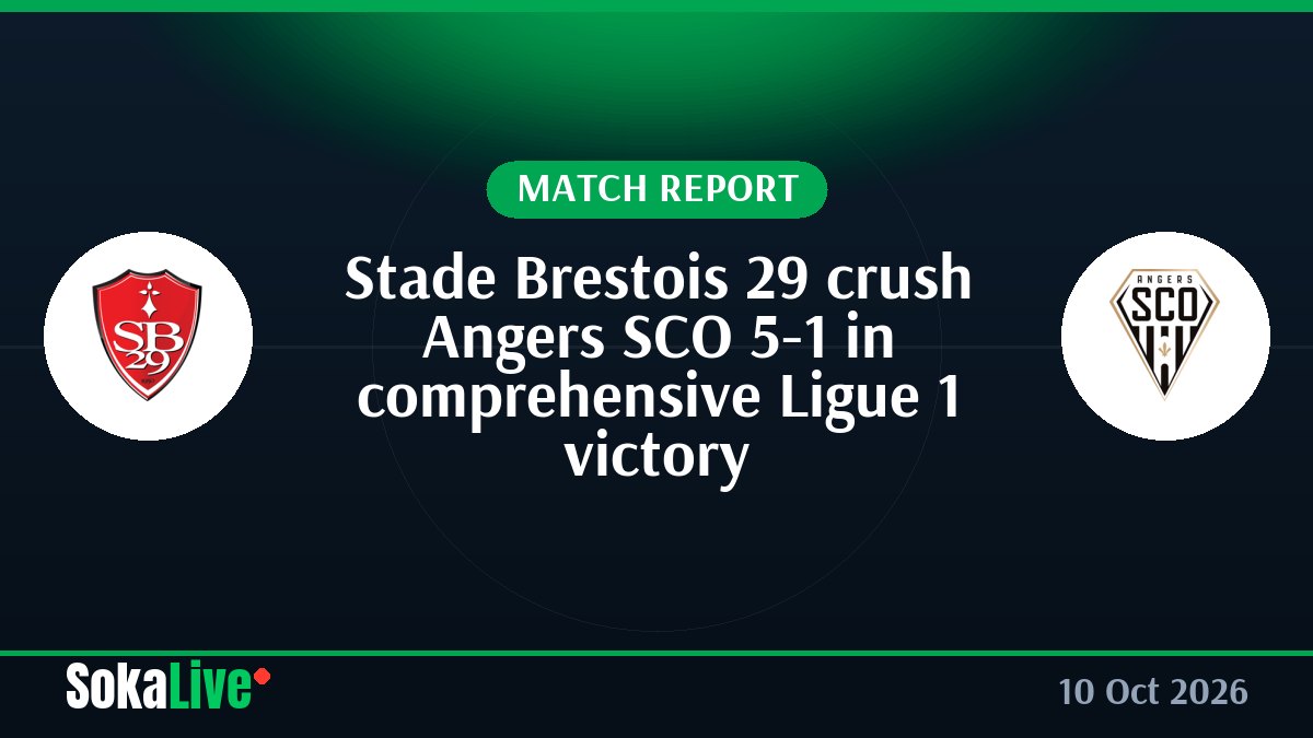 Stade Brestois 29 crush Angers SCO 5-1 in comprehensive Ligue 1 victory