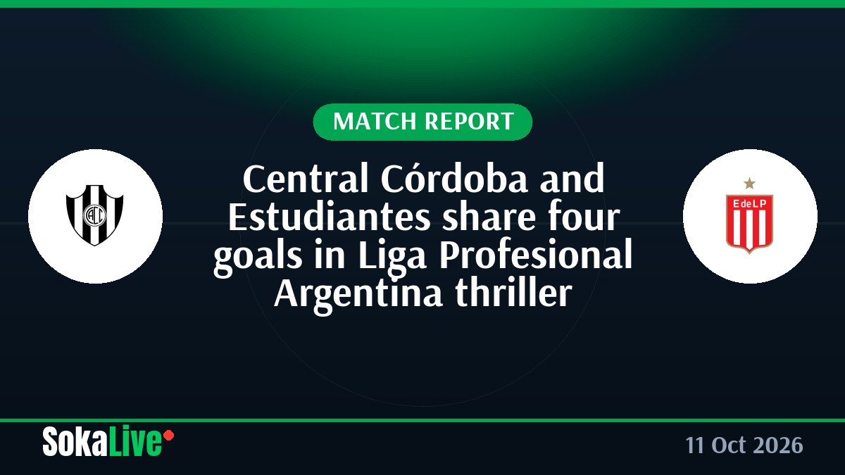 Central Córdoba and Estudiantes share four goals in Liga Profesional Argentina thriller
