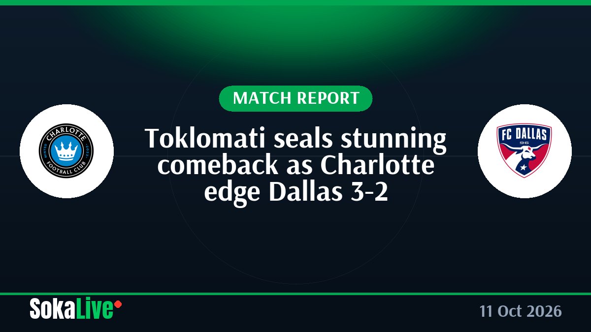 Toklomati seals stunning comeback as Charlotte edge Dallas 3-2