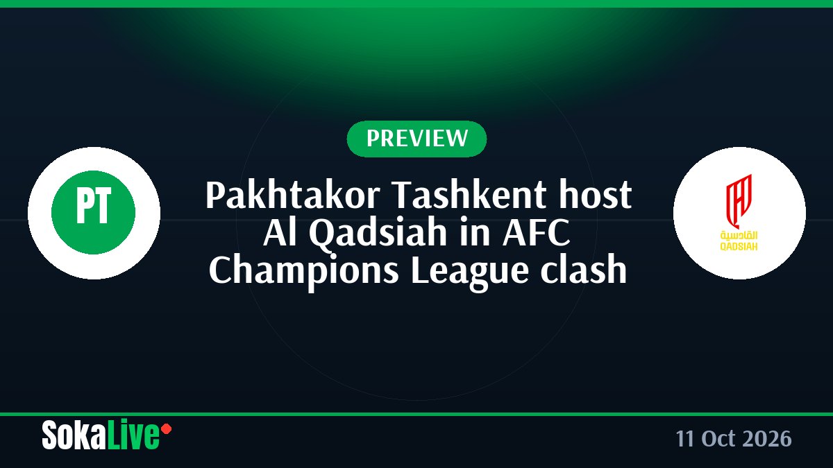 Pakhtakor Tashkent host Al Qadsiah in AFC Champions League clash