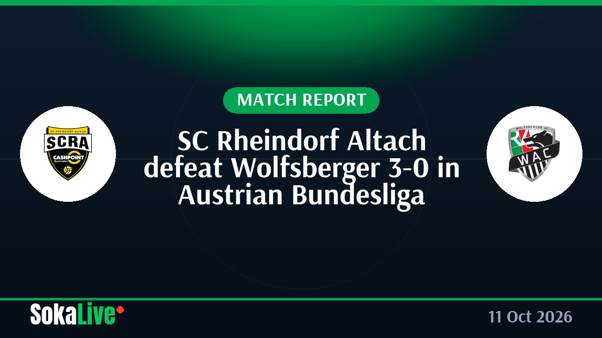 SC Rheindorf Altach defeat Wolfsberger 3-0 in Austrian Bundesliga