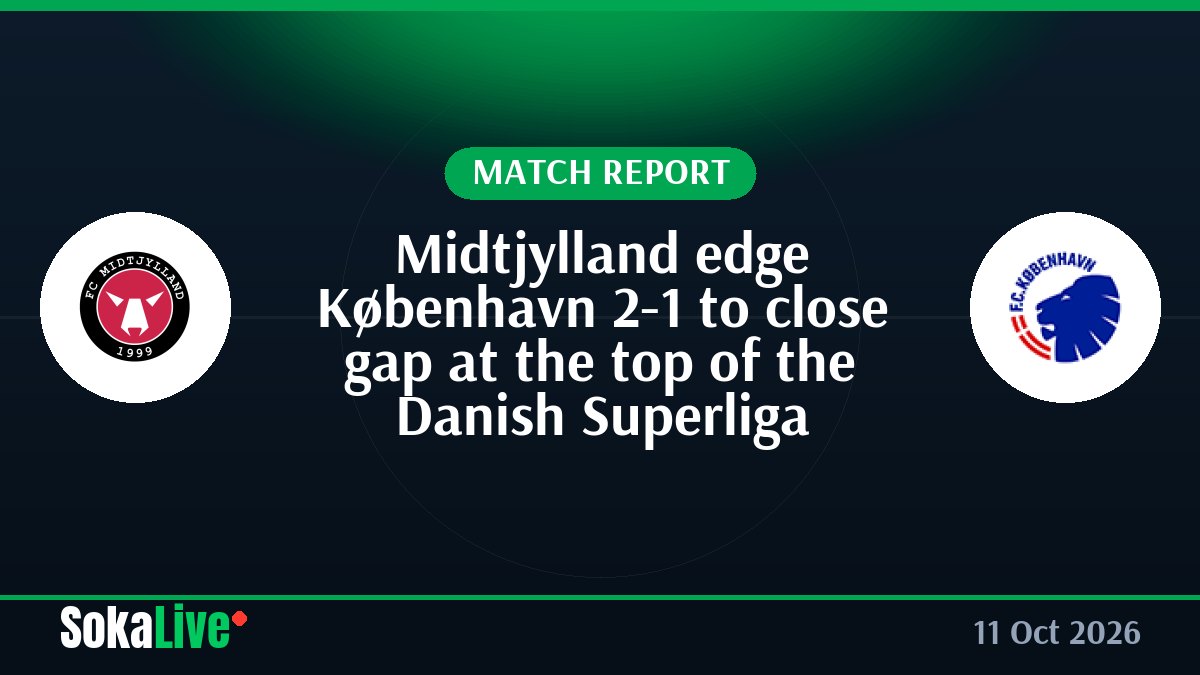 Midtjylland edge København 2-1 to close gap at the top of the Danish Superliga