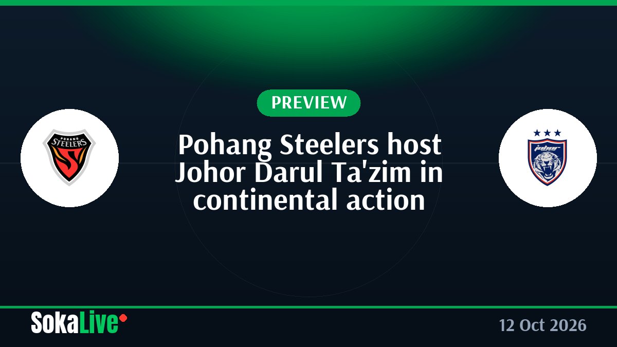 Pohang Steelers host Johor Darul Ta'zim in continental action