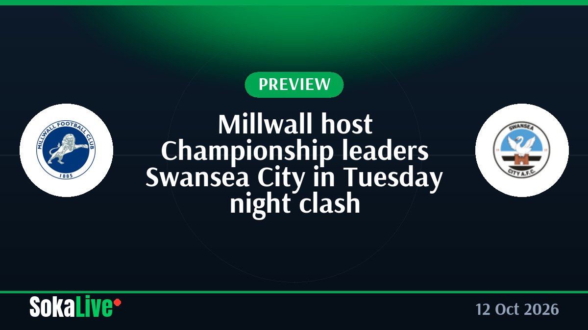 Millwall host Championship leaders Swansea City in Tuesday night clash