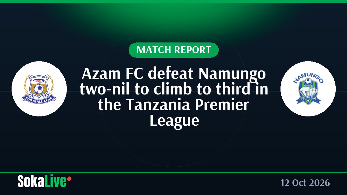 Azam FC defeat Namungo two-nil to climb to third in the Tanzania Premier League