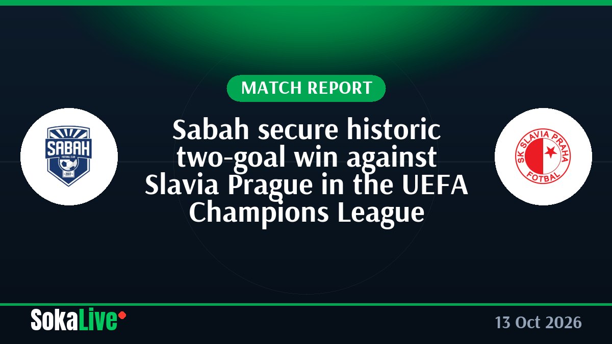 Sabah secure historic two-goal win against Slavia Prague in the UEFA Champions League