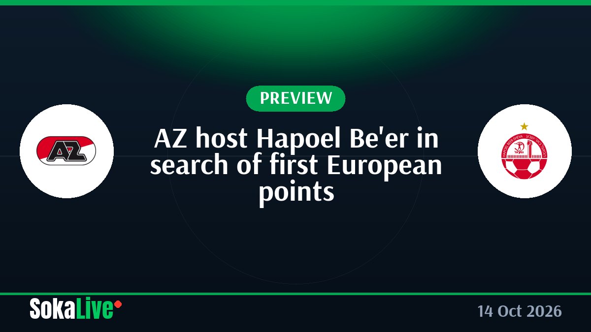 AZ host Hapoel Be'er in search of first European points