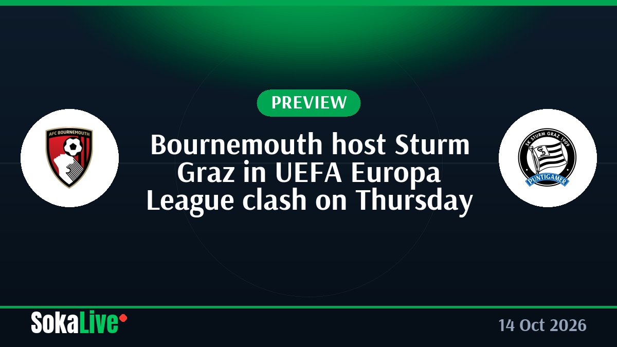 Bournemouth host Sturm Graz in UEFA Europa League clash on Thursday