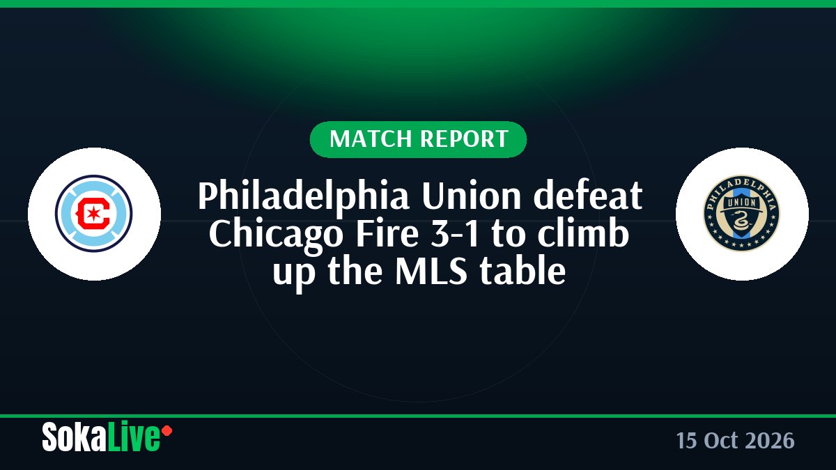 Philadelphia Union defeat Chicago Fire 3-1 to climb up the MLS table