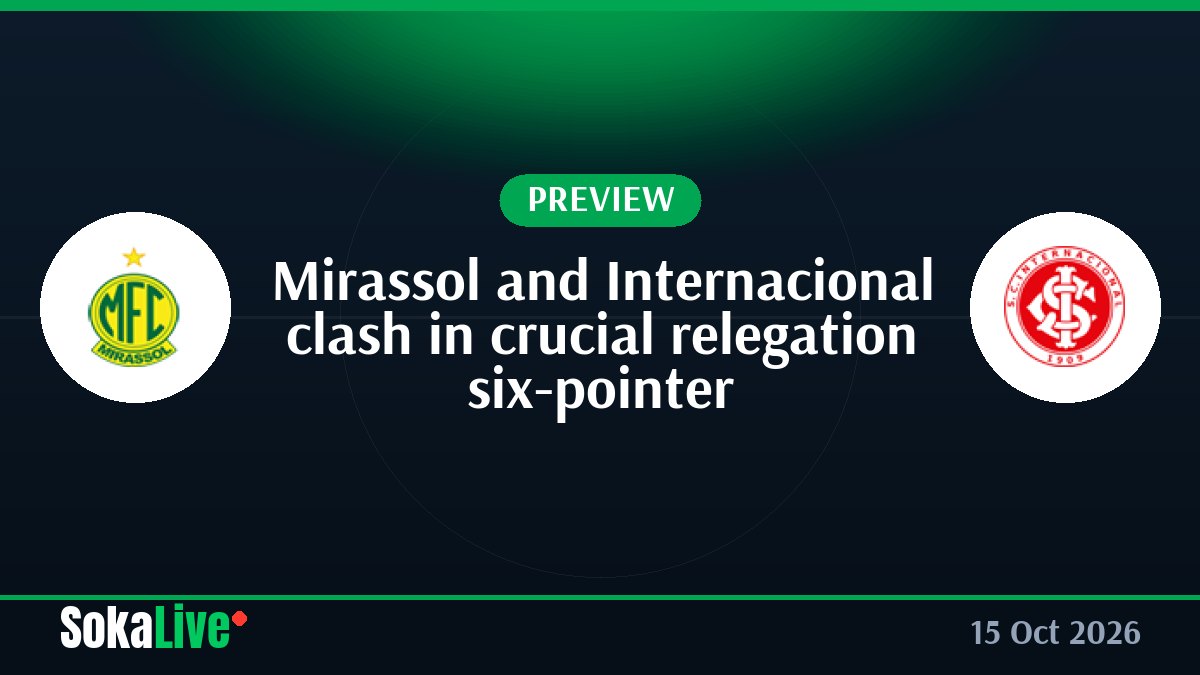 Mirassol and Internacional clash in crucial relegation six-pointer
