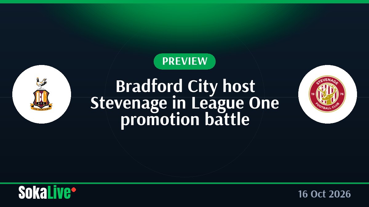 Bradford City host Stevenage in League One promotion battle