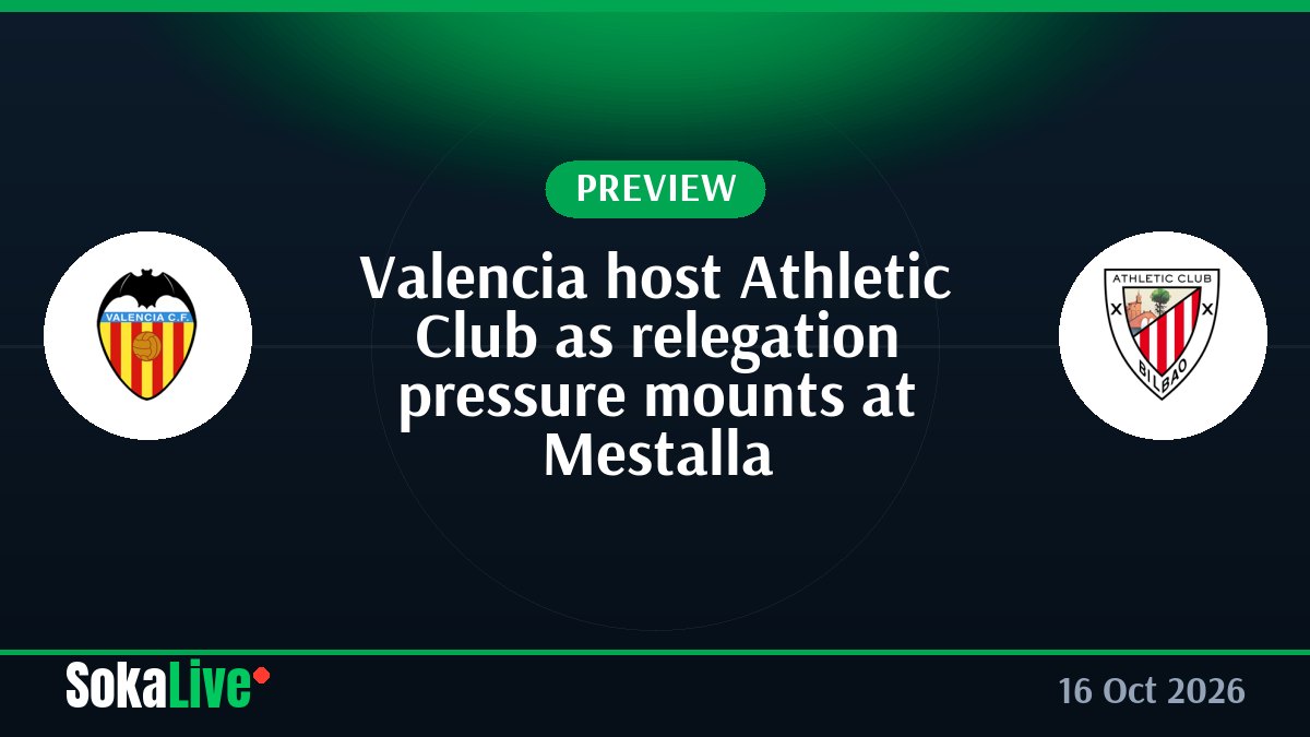Valencia host Athletic Club as relegation pressure mounts at Mestalla