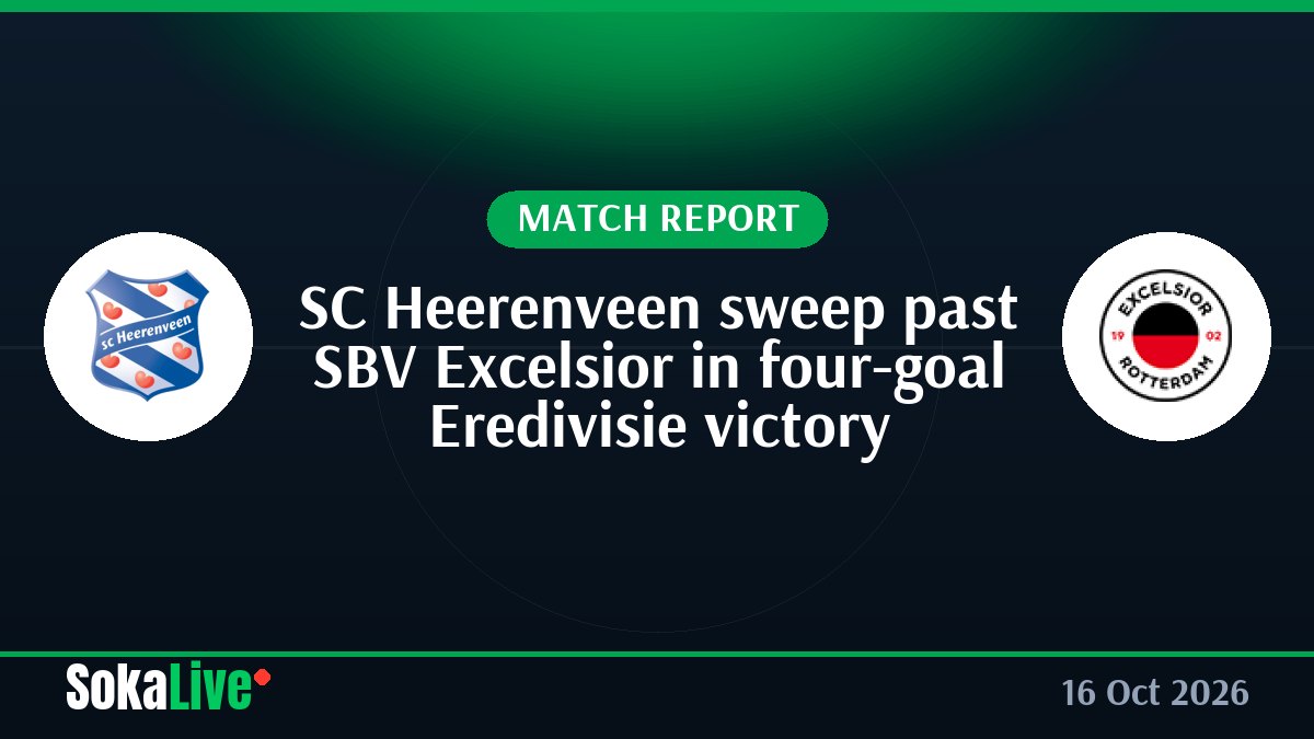 SC Heerenveen sweep past SBV Excelsior in four-goal Eredivisie victory