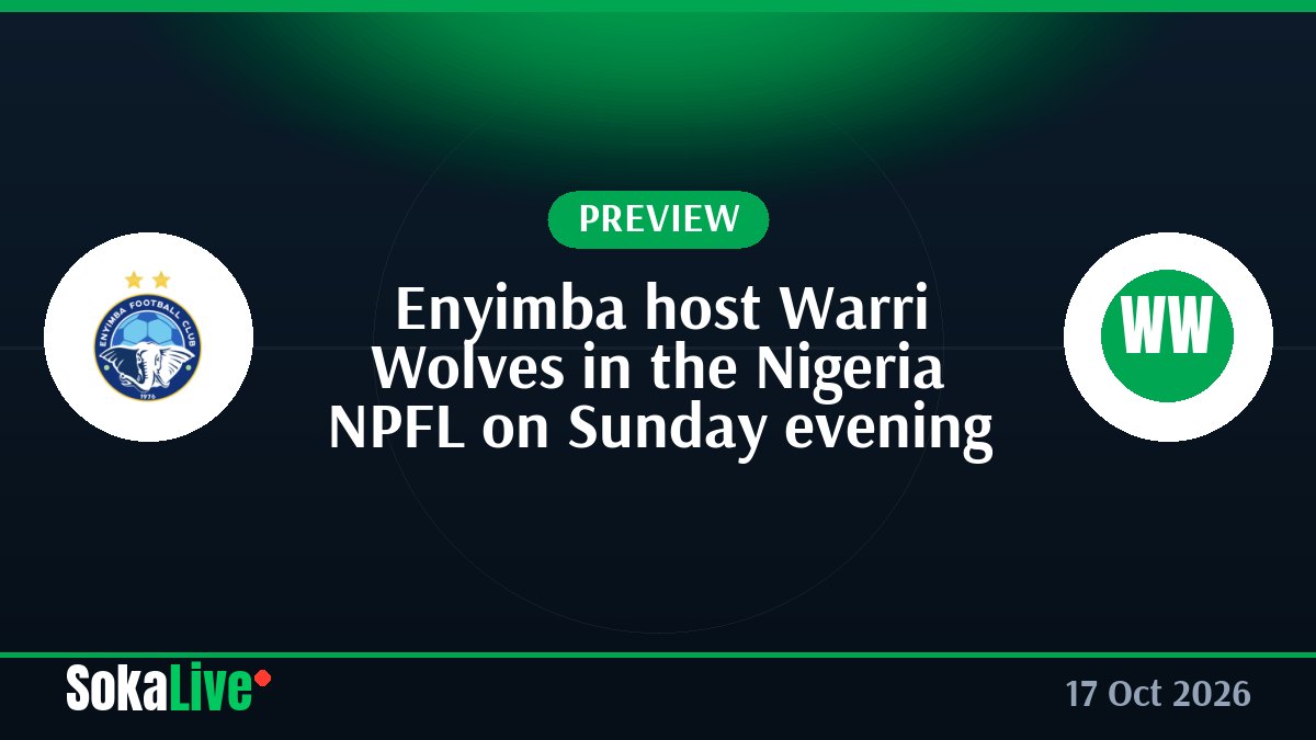 Enyimba host Warri Wolves in the Nigeria NPFL on Sunday evening