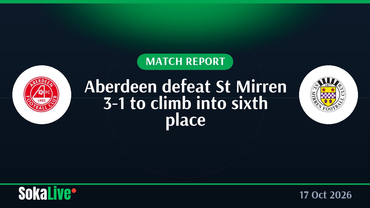 Aberdeen defeat St Mirren 3-1 to climb into sixth place