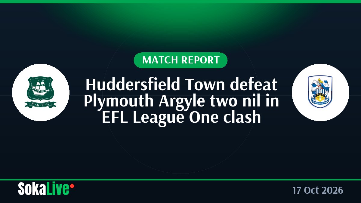 Huddersfield Town defeat Plymouth Argyle two nil in EFL League One clash