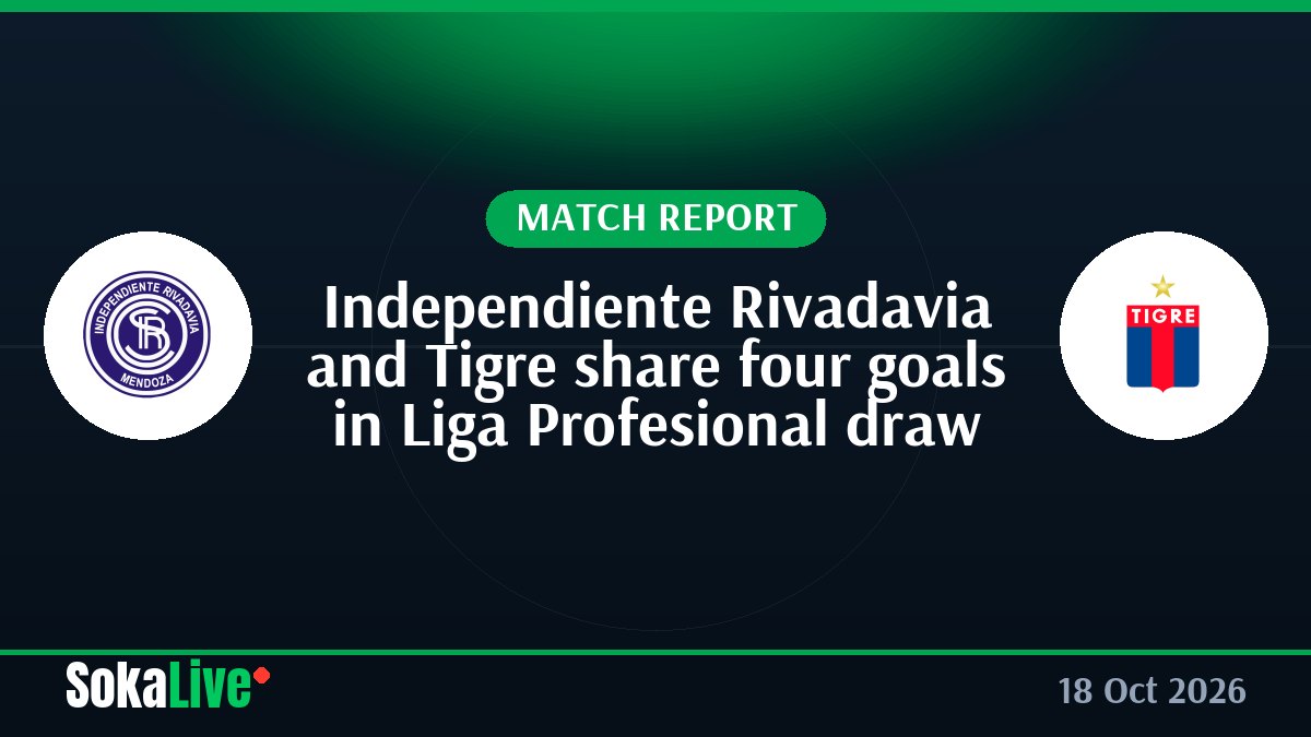 Independiente Rivadavia and Tigre share four goals in Liga Profesional draw