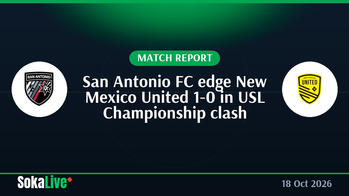 San Antonio FC edge New Mexico United 1-0 in USL Championship clash