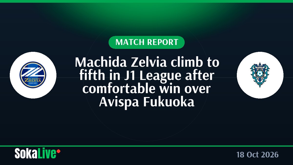 Machida Zelvia climb to fifth in J1 League after comfortable win over Avispa Fukuoka