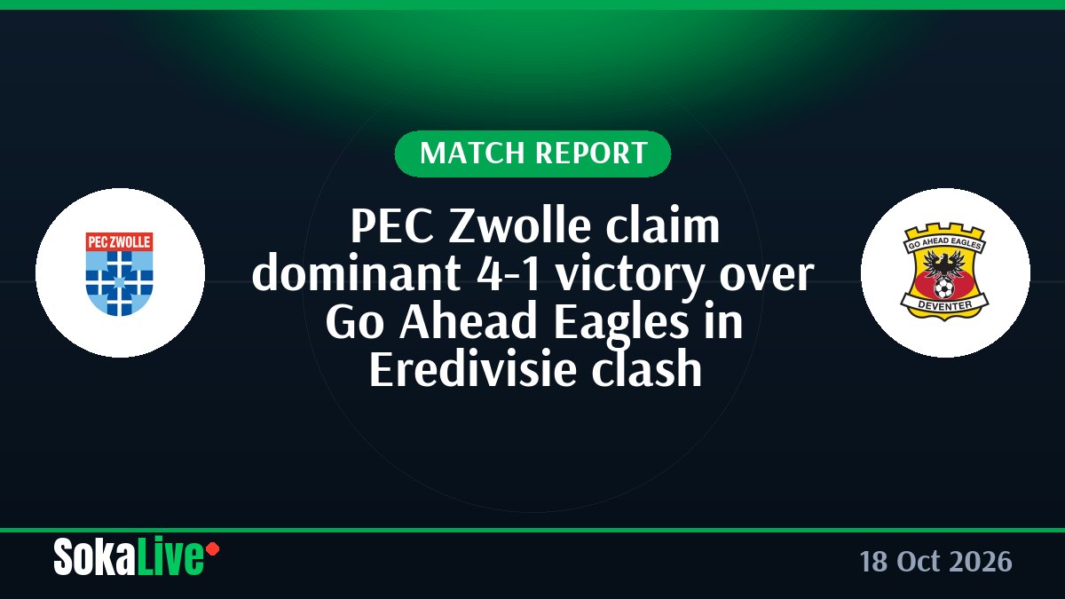 PEC Zwolle claim dominant 4-1 victory over Go Ahead Eagles in Eredivisie clash