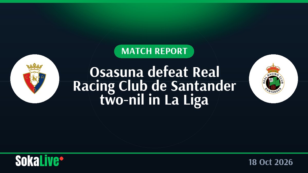 Osasuna defeat Real Racing Club de Santander two-nil in La Liga