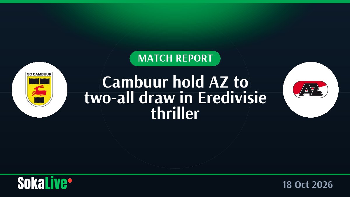 Cambuur hold AZ to two-all draw in Eredivisie thriller