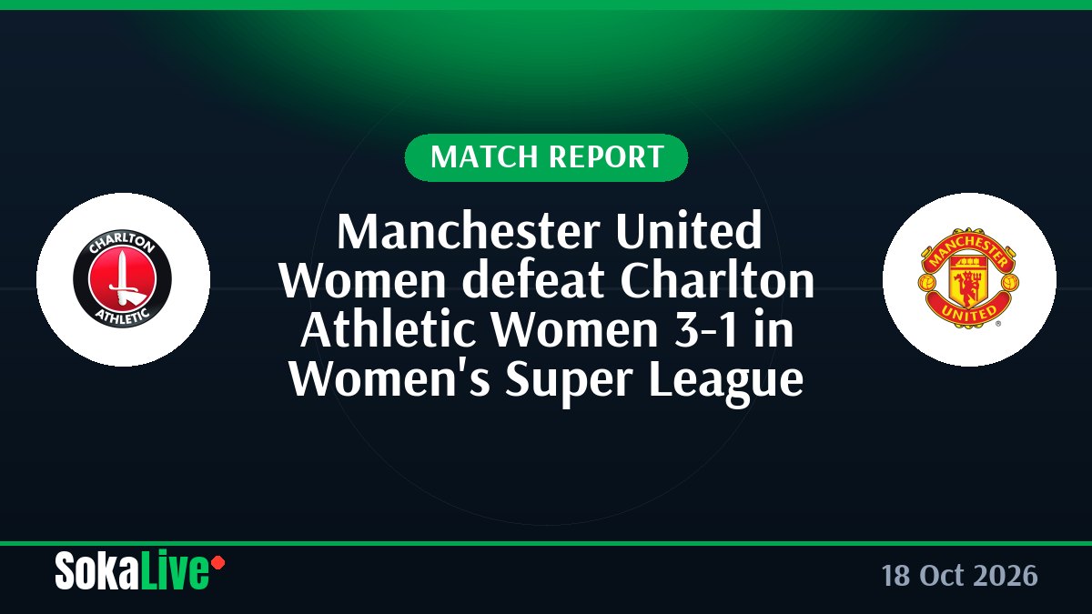 Manchester United Women defeat Charlton Athletic Women 3-1 in Women's Super League