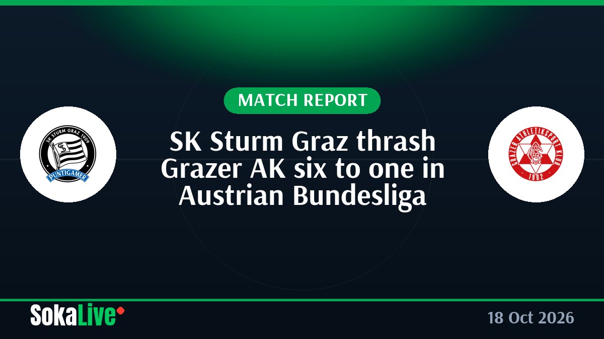 SK Sturm Graz thrash Grazer AK six to one in Austrian Bundesliga