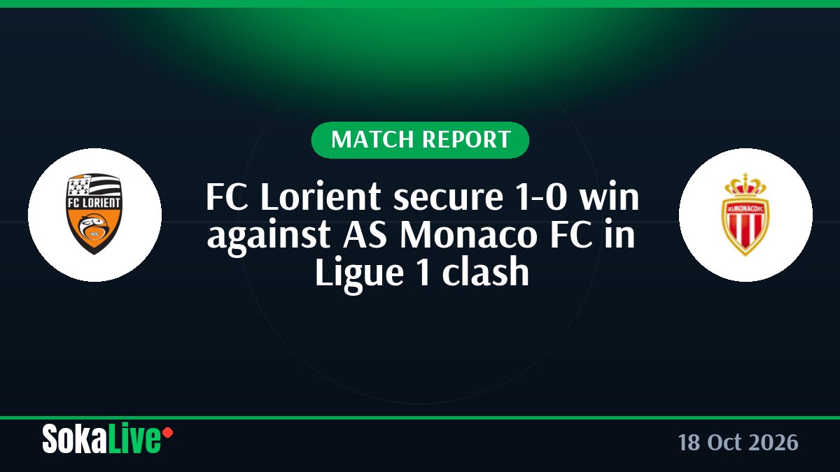 FC Lorient secure 1-0 win against AS Monaco FC in Ligue 1 clash