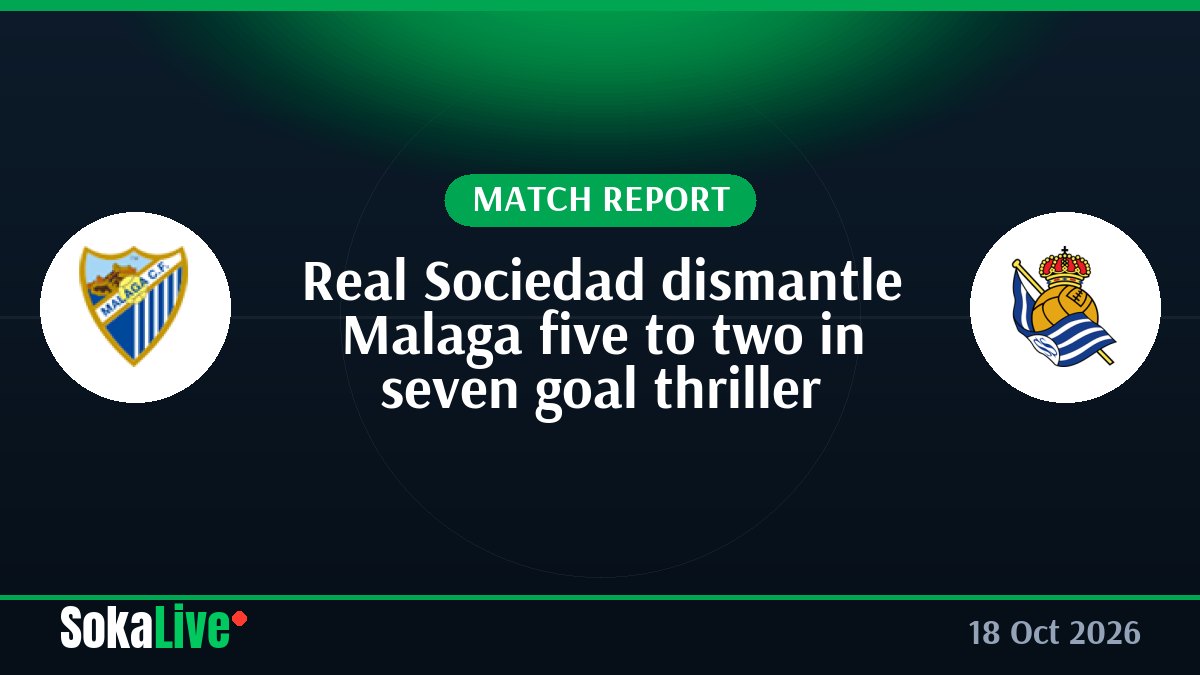 Real Sociedad dismantle Malaga five to two in seven goal thriller