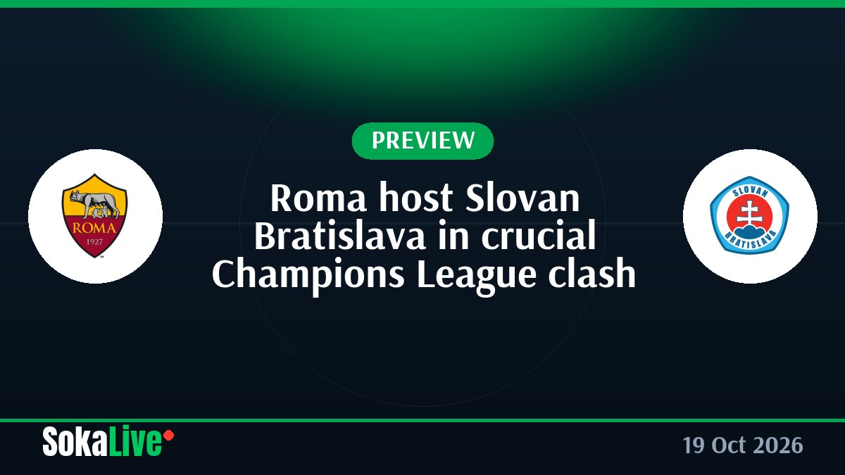 Roma host Slovan Bratislava in crucial Champions League clash